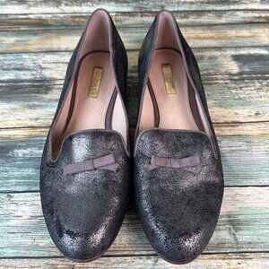 Louise et Cie Anniston Loafers Shoes Womens Size 8 Metallic Gray Leather Slip On